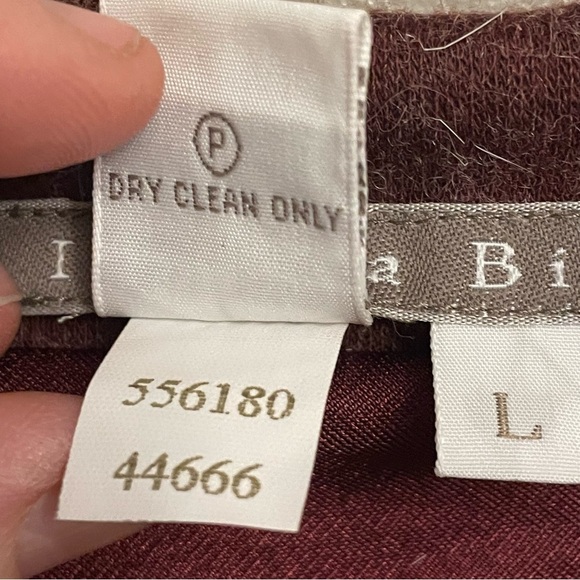 Isabella Bird Sweater Dress Burgundy wool angora hair tie waist size Large - Picture 3 of 11